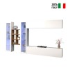 White wall unit hanging TV cabinet bookcase 2 display cabinets Kary WH On Sale