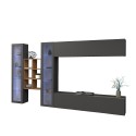 Suspended TV cabinet wall unit 2 display cabinets wood bookcase Kary RT Offers