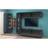 Suspended TV cabinet wall unit 2 display cabinets wood bookcase Kary RT Discounts