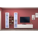 Wall-mounted white TV cabinet 2 display cabinets bookcase Yves WH Sale