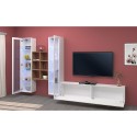Wall-mounted white TV cabinet 2 display cabinets bookcase Yves WH Bulk Discounts