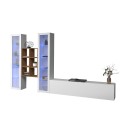 Wall-mounted white TV cabinet 2 display cabinets bookcase Yves WH Offers