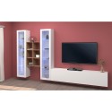 Wall-mounted white TV cabinet 2 display cabinets bookcase Yves WH Catalog