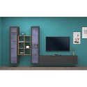 Modern wall-mounted TV cabinet wood bookcase 2 display cabinets Yves RT Sale
