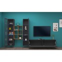 Modern wall-mounted TV cabinet wood bookcase 2 display cabinets Yves RT Discounts