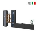Modern wall-mounted TV cabinet wood bookcase 2 display cabinets Yves RT On Sale