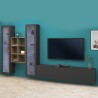 Modern wall-mounted TV cabinet wood bookcase 2 display cabinets Yves RT Promotion