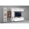 White wall-mounted TV cabinet hanging 2 cupboards bookcase Sid WH Discounts
