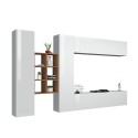 White wall-mounted TV cabinet hanging 2 cupboards bookcase Sid WH Offers
