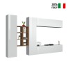 White wall-mounted TV cabinet hanging 2 cupboards bookcase Sid WH On Sale