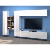 White wall-mounted TV cabinet hanging 2 cupboards bookcase Sid WH Bulk Discounts
