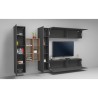Grey suspended wall unit with TV cabinet bookcase 2 cabinets Sid RT Discounts