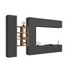 Grey suspended wall unit with TV cabinet bookcase 2 cabinets Sid RT Offers