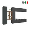 Grey suspended wall unit with TV cabinet bookcase 2 cabinets Sid RT On Sale