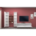 Suspended TV wall white wooden bookcase 2 wardrobes Manny WH Discounts