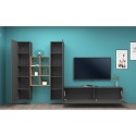 Modern TV storage wall 2 cupboards 6 compartments wooden bookcase Manny RT Discounts