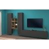 Modern TV storage wall 2 cupboards 6 compartments wooden bookcase Manny RT Sale