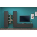 Modern TV storage wall 2 cupboards 6 compartments wooden bookcase Manny RT Catalog