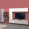 White wall-mounted TV cabinet bookcase Femir WH Promotion