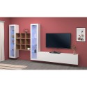White TV cabinet wooden bookcase 2 display cabinets Onir WH Sale