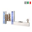 White TV cabinet wooden bookcase 2 display cabinets Onir WH On Sale