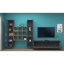 Living room TV wall 2 display cabinets bookcase wood grey Onir RT Discounts