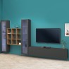 Living room TV wall 2 display cabinets bookcase wood grey Onir RT Promotion