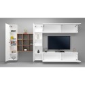 Suspended TV wall unit white bookcase 2 wardrobes Ferd WH Discounts