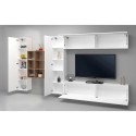 Suspended TV wall unit white bookcase 2 wardrobes Ferd WH Catalog
