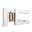 Suspended TV wall unit white bookcase 2 wardrobes Ferd WH Offers