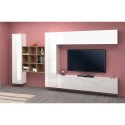 Suspended TV wall unit white bookcase 2 wardrobes Ferd WH Sale