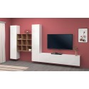 White wall-mounted TV cabinet 2 cabinets bookcase Talka WH Catalog