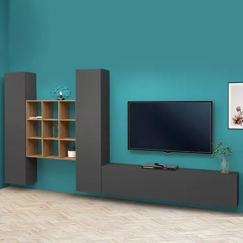 Modern suspended wall system TV cabinet bookcase 2 cabinets Talka RT Promotion