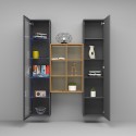 Modern storage wall with display cabinet bookcase wood Teret RT Sale