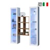 Living room storage wall 2 white wooden bookcases Kesia WH On Sale