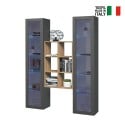 Kesia RT hanging wall system grey wooden bookcase 2 display cabinets On Sale