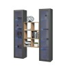 Kesia RT hanging wall system grey wooden bookcase 2 display cabinets Offers