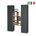 Modern wooden bookcase wall unit 2 wardrobes living room Gemy RT On Sale