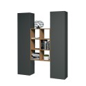 Modern wooden bookcase wall unit 2 wardrobes living room Gemy RT Catalog