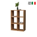 Modern wall-mounted bookcase wood 6 shelves 60x90x25cm Roderik M On Sale