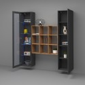 Tilla RT modern black showcase bookcase suspended wall unit Discounts