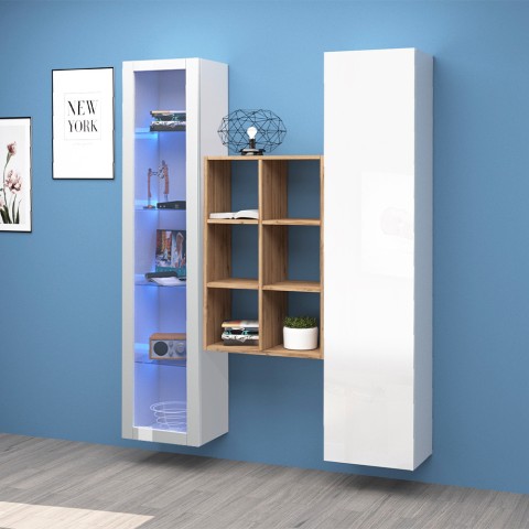 Tilla WH white living room display cabinet bookcase wall unit Promotion