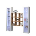 Suspended wooden bookcase wall unit 2 display cabinets white Vila WH Offers