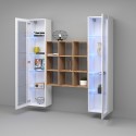Suspended wooden bookcase wall unit 2 display cabinets white Vila WH Sale