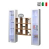 Suspended wooden bookcase wall unit 2 display cabinets white Vila WH On Sale