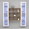 Suspended wooden bookcase wall unit 2 display cabinets white Vila WH Discounts