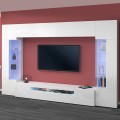White Living Room Wall Unit with TV Stand and Two Glass Cabinets - Sultan WH Promotion