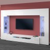 White Living Room Wall Unit with TV Stand and Two Glass Cabinets - Sultan WH Promotion