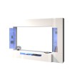 White Living Room Wall Unit with TV Stand and Two Glass Cabinets - Sultan WH Offers