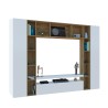 White Wooden Wall Unit with TV Stand and Bookshelf - Arkel WH Offers